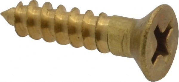 Value Collection - #8, 3/4" OAL, Phillips Drive, Flat Head Wood Screw - ASME B18.6.1, Brass - Exact Tooling
