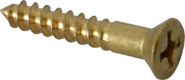 Value Collection - #8, 1" OAL, Phillips Drive, Flat Head Wood Screw - ASME B18.6.1, Brass - Exact Tooling