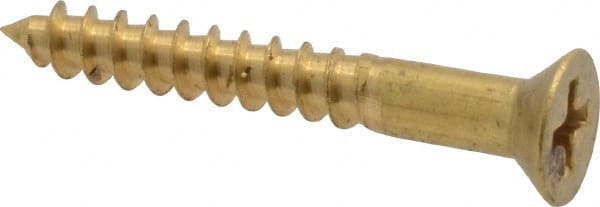 Value Collection - #8, 1-1/4" OAL, Phillips Drive, Flat Head Wood Screw - ASME B18.6.1, Brass - Exact Tooling