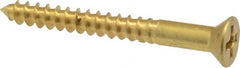 Value Collection - #8, 1-1/2" OAL, Phillips Drive, Flat Head Wood Screw - ASME B18.6.1, Brass - Exact Tooling