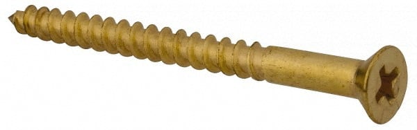 Value Collection - #8, 2" OAL, Phillips Drive, Flat Head Wood Screw - ASME B18.6.1, Brass - Exact Tooling