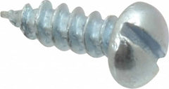 Value Collection - #4, 3/8" Length Under Head, Slotted Drive, Round Head Wood Screw - Zinc Plated Steel, Grade 2 - Exact Tooling