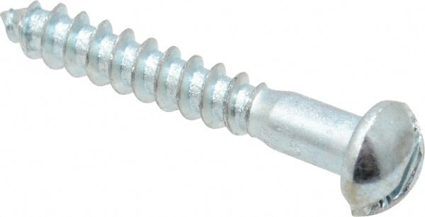 Value Collection - #4, 3/4" Length Under Head, Slotted Drive, Round Head Wood Screw - Zinc Plated Steel, Grade 2 - Exact Tooling