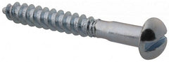 Value Collection - #5, 1" Length Under Head, Slotted Drive, Round Head Wood Screw - Zinc Plated Steel, Grade 2 - Exact Tooling