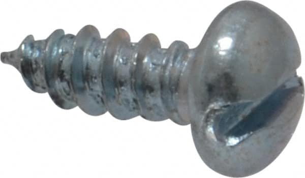 Value Collection - #6, 3/8" Length Under Head, Slotted Drive, Round Head Wood Screw - Zinc Plated Steel, Grade 2 - Exact Tooling