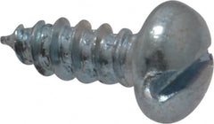 Value Collection - #6, 3/8" Length Under Head, Slotted Drive, Round Head Wood Screw - Zinc Plated Steel, Grade 2 - Exact Tooling