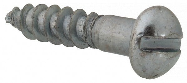 Value Collection - #7, 3/4" Length Under Head, Slotted Drive, Round Head Wood Screw - Zinc Plated Steel, Grade 2 - Exact Tooling