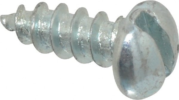 Value Collection - #8, 1/2" Length Under Head, Slotted Drive, Round Head Wood Screw - Zinc Plated Steel, Grade 2 - Exact Tooling