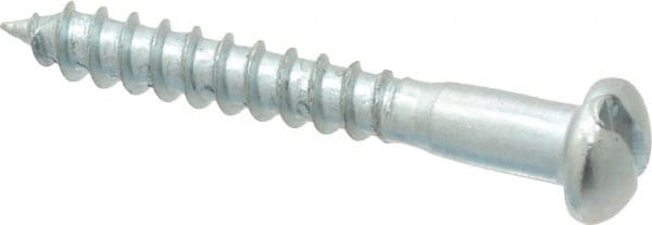 Value Collection - #8, 1-1/4" Length Under Head, Slotted Drive, Round Head Wood Screw - Zinc Plated Steel, Grade 2 - Exact Tooling