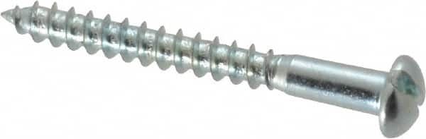 Value Collection - #8, 1-1/2" Length Under Head, Slotted Drive, Round Head Wood Screw - Zinc Plated Steel, Grade 2 - Exact Tooling
