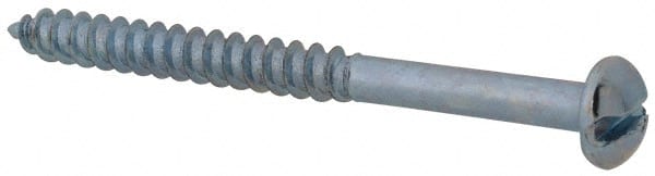 Value Collection - #8, 2" Length Under Head, Slotted Drive, Round Head Wood Screw - Zinc Plated Steel, Grade 2 - Exact Tooling