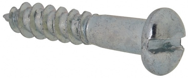Value Collection - #10, 1" Length Under Head, Slotted Drive, Round Head Wood Screw - Zinc Plated Steel, Grade 2 - Exact Tooling
