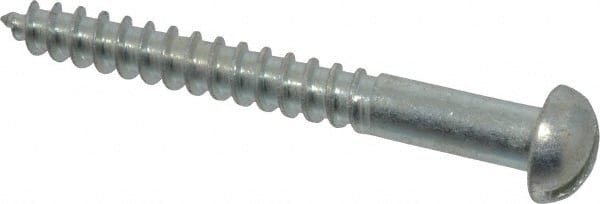 Value Collection - #10, 1-3/4" Length Under Head, Slotted Drive, Round Head Wood Screw - Zinc Plated Steel, Grade 2 - Exact Tooling