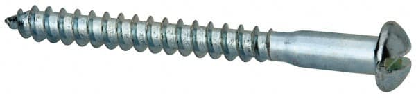 Value Collection - #10, 2" Length Under Head, Slotted Drive, Round Head Wood Screw - Zinc Plated Steel, Grade 2 - Exact Tooling