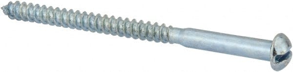 Value Collection - #10, 3" Length Under Head, Slotted Drive, Round Head Wood Screw - Zinc Plated Steel, Grade 2 - Exact Tooling