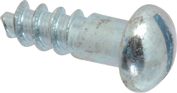 Value Collection - #12, 3/4" Length Under Head, Slotted Drive, Round Head Wood Screw - Zinc Plated Steel, Grade 2 - Exact Tooling
