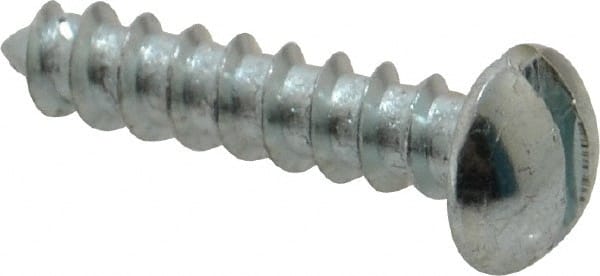 Value Collection - #12, 1" Length Under Head, Slotted Drive, Round Head Wood Screw - Zinc Plated Steel, Grade 2 - Exact Tooling