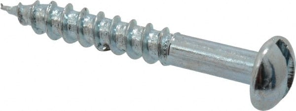 Value Collection - #12, 1-1/2" Length Under Head, Slotted Drive, Round Head Wood Screw - Zinc Plated Steel, Grade 2 - Exact Tooling