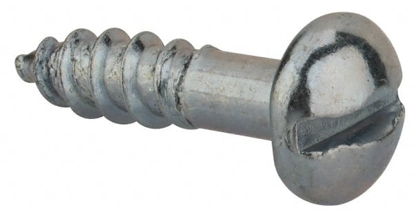 Value Collection - #14, 1" Length Under Head, Slotted Drive, Round Head Wood Screw - Zinc Plated Steel, Grade 2 - Exact Tooling