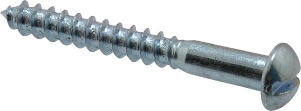 Value Collection - #14, 2" Length Under Head, Slotted Drive, Round Head Wood Screw - Zinc Plated Steel, Grade 2 - Exact Tooling