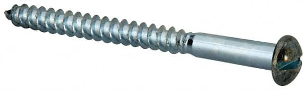 Value Collection - #14, 3" Length Under Head, Slotted Drive, Round Head Wood Screw - Zinc Plated Steel, Grade 2 - Exact Tooling