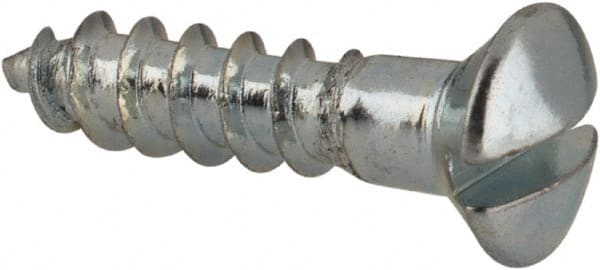 Value Collection - #4, 1/2" Length Under Head, Slotted Drive, Oval Head Wood Screw - ASME B18.6.1, Zinc Plated Steel, Grade 2 - Exact Tooling