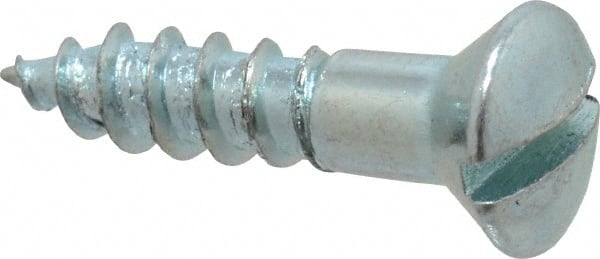 Value Collection - #8, 3/4" Length Under Head, Slotted Drive, Oval Head Wood Screw - ASME B18.6.1, Zinc Plated Steel, Grade 2 - Exact Tooling