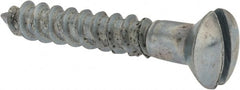 Value Collection - #10, 1-1/4" Length Under Head, Slotted Drive, Oval Head Wood Screw - ASME B18.6.1, Zinc Plated Steel, Grade 2 - Exact Tooling