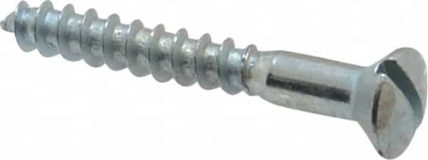 Value Collection - #10, 1-1/2" Length Under Head, Slotted Drive, Oval Head Wood Screw - ASME B18.6.1, Zinc Plated Steel, Grade 2 - Exact Tooling