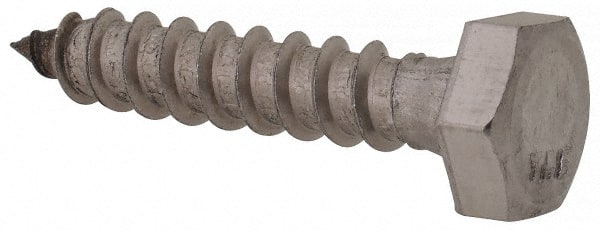 Value Collection - 1/4" Screw, 1-1/4" Length Under Head, Stainless Steel, Hex Head Lag Screw - Grade 18-8, Uncoated - Exact Tooling
