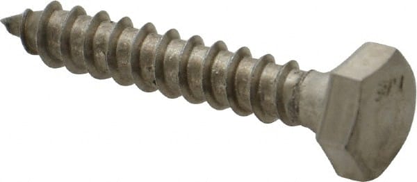 Value Collection - 1/4" Screw, 1-1/2" Length Under Head, Stainless Steel, Hex Head Lag Screw - Grade 18-8, Uncoated - Exact Tooling