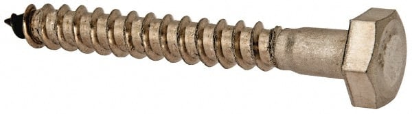 Value Collection - 1/4" Screw, 2" Length Under Head, Stainless Steel, Hex Head Lag Screw - Grade 18-8, Uncoated - Exact Tooling