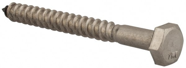 Value Collection - 1/4" Screw, 2-1/2" Length Under Head, Stainless Steel, Hex Head Lag Screw - Grade 18-8, Uncoated - Exact Tooling