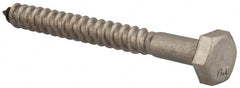 Value Collection - 1/4" Screw, 2-1/2" Length Under Head, Stainless Steel, Hex Head Lag Screw - Grade 18-8, Uncoated - Exact Tooling