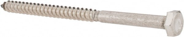 Value Collection - 1/4" Screw, 4" Length Under Head, Stainless Steel, Hex Head Lag Screw - Grade 18-8, Uncoated - Exact Tooling