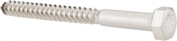 Value Collection - 5/16" Screw, 3-1/2" Length Under Head, Stainless Steel, Hex Head Lag Screw - Grade 18-8, Uncoated - Exact Tooling