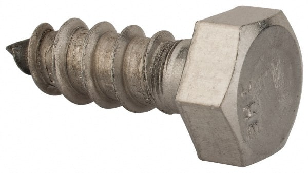 Value Collection - 3/8" Screw, 1" Length Under Head, Stainless Steel, Hex Head Lag Screw - Grade 18-8, Uncoated - Exact Tooling