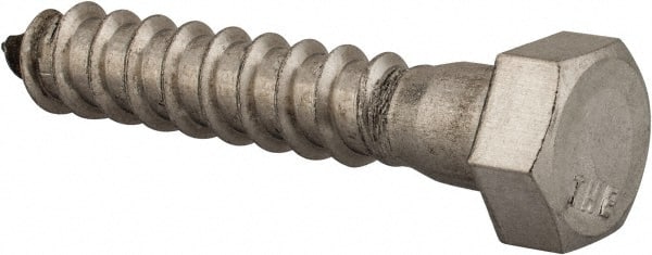 Value Collection - 3/8" Screw, 2" Length Under Head, Stainless Steel, Hex Head Lag Screw - Grade 18-8, Uncoated - Exact Tooling