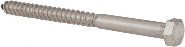 Value Collection - 3/8" Screw, 5" Length Under Head, Stainless Steel, Hex Head Lag Screw - Grade 18-8, Uncoated - Exact Tooling