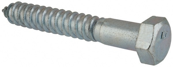 Value Collection - 3/4" Screw, 5" Length Under Head, Steel, Hex Head Lag Screw - Zinc Plated, Grade 2 - Exact Tooling