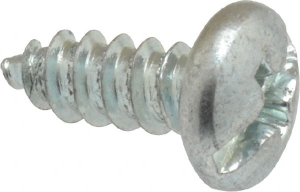 Value Collection - #10 Pan Head Slotted Phillips Sheet Metal Screw - Steel, 1/2" Length Under Head, Grade 2 - Exact Tooling