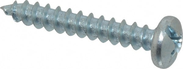 Value Collection - #10 Pan Head Slotted Phillips Sheet Metal Screw - Steel, 1-1/4" Length Under Head, Grade 2 - Exact Tooling