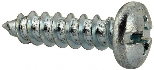 Value Collection - #14 Pan Head Slotted Phillips Sheet Metal Screw - Steel, 1" Length Under Head, Grade 2 - Exact Tooling