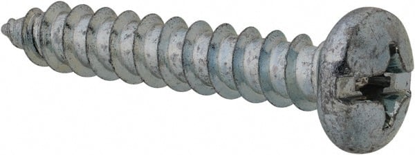 Value Collection - #14 Pan Head Slotted Phillips Sheet Metal Screw - Steel, 1-1/2" Length Under Head, Grade 2 - Exact Tooling
