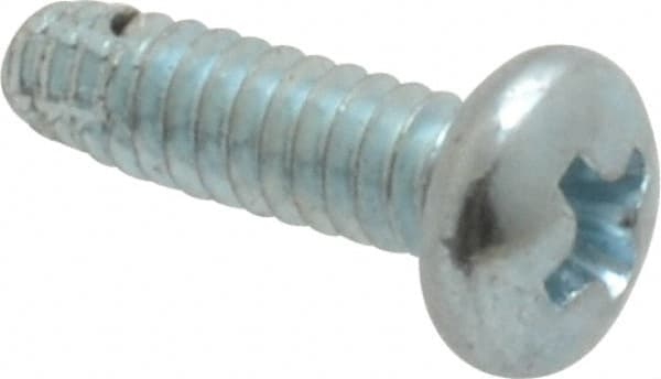 Value Collection - #4-40 UNC Thread, 3/8" Length Under Head, Phillips Drive Steel Thread Cutting Screw - Pan Head, Grade 2, Point Type F, Zinc-Plated Finish - Exact Tooling