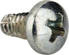 Value Collection - #10-24 UNC Thread, 3/8" Length Under Head, Phillips Drive Steel Thread Cutting Screw - Pan Head, Grade 2, Point Type F, Zinc-Plated Finish - Exact Tooling