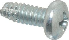Value Collection - #10-24 UNC Thread, 1/2" Length Under Head, Phillips Drive Steel Thread Cutting Screw - Pan Head, Grade 2, Point Type F, Zinc-Plated Finish - Exact Tooling