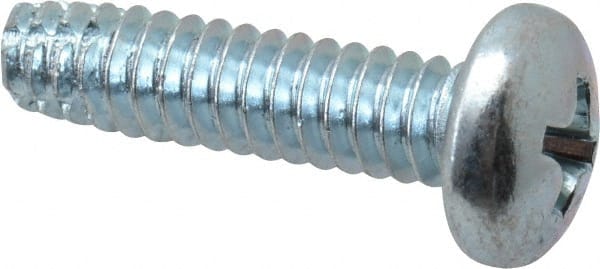Value Collection - #10-24 UNC Thread, 3/4" Length Under Head, Phillips Drive Steel Thread Cutting Screw - Pan Head, Grade 2, Point Type F, Zinc-Plated Finish - Exact Tooling