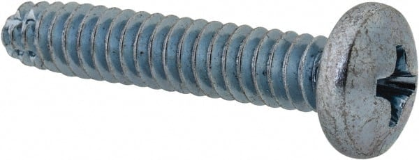 Value Collection - #10-24 UNC Thread, 1" Length Under Head, Phillips Drive Steel Thread Cutting Screw - Pan Head, Grade 2, Point Type F, Zinc-Plated Finish - Exact Tooling