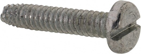 Value Collection - #10-24 UNC Thread, 1" Length Under Head, Slotted Drive Steel Thread Cutting Screw - Pan Head, Grade 2, Point Type F, Zinc-Plated Finish - Exact Tooling